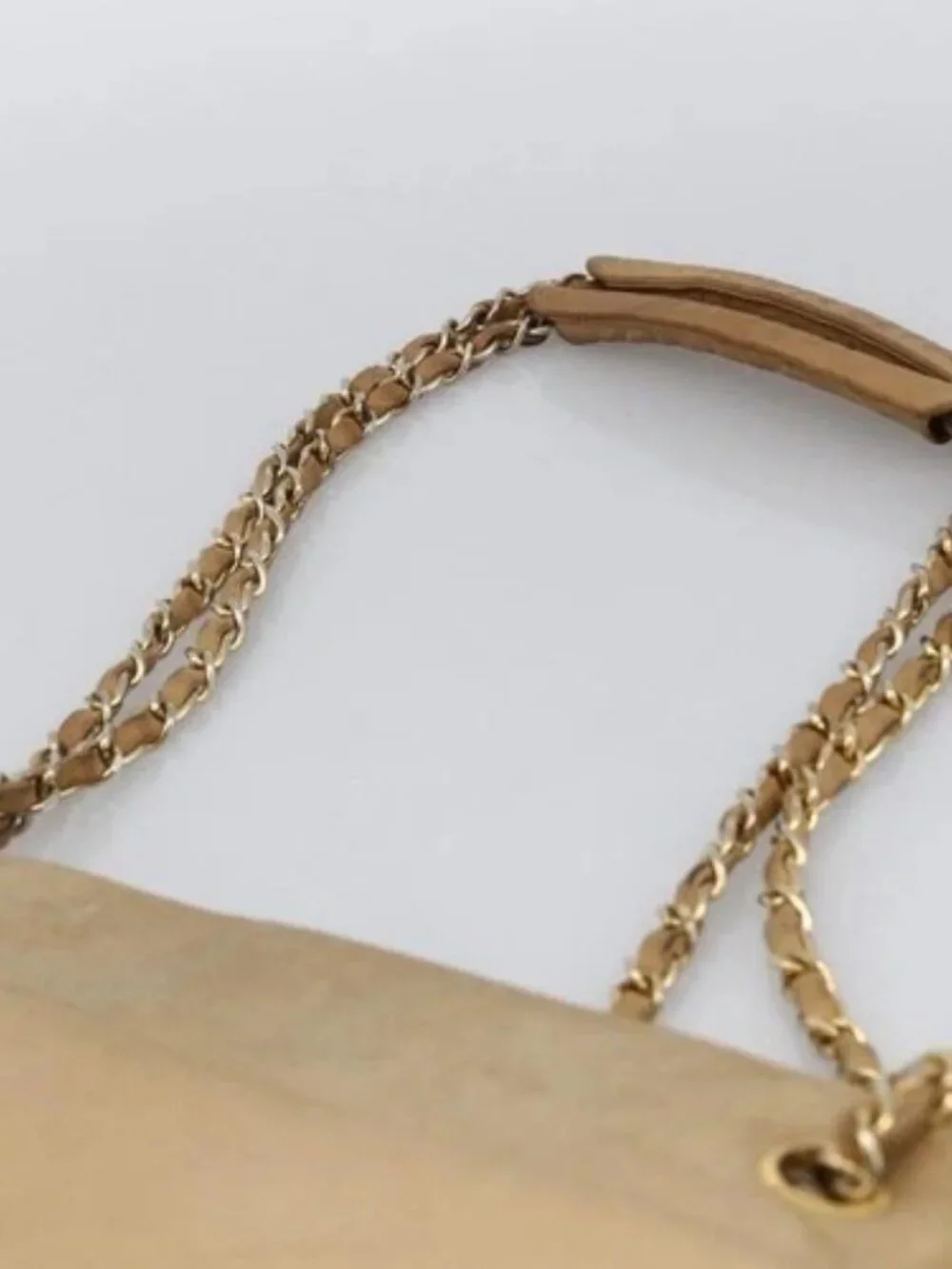 CHANEL Matelasse Chain Shoulder Bag Lamb Skin Beige Gold CC Auth 172997